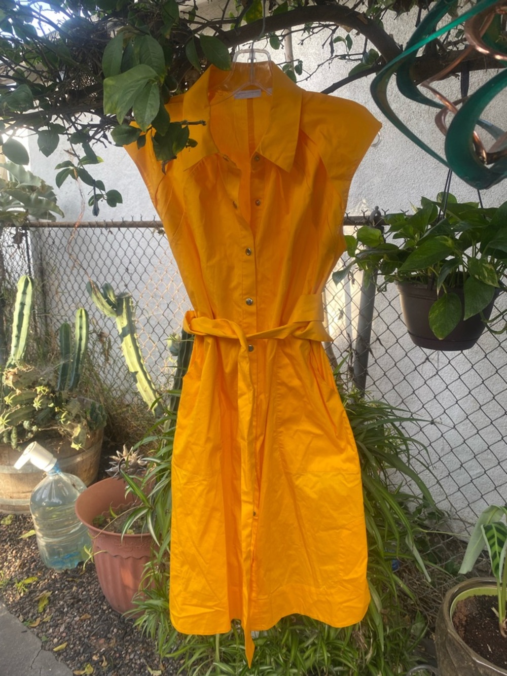 New York & Company Bold Yellow Button-Front Midi Dress